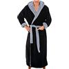 SkotO Accappatoio da uomo, lungo, in spugna, con cappuccio, bicolore, Nero , L
