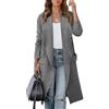 Generic Giacca da donna in misto lana calda autunno inverno vestibilità pesante manica lunga drappeggiato collo scialle aperto davanti tinta unita cardigan lungo cappotto Outwear soprabito con tasche, Grigio