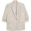 Cdkoke Donna Blazer in Lino con Maniche a Tre Quarti e Un Bottone per Un Outfit Casual da Festa