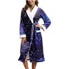 Darringls Accappatoio natalizio lungo vestaglia soffice caldo in pile loungewear morbido cappotto da sauna kimono biancheria da notte, 02# Navy, L