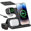 AGPTEK Caricatore Wireless Pieghevole 3 in 1, 15W Ricarica Wireless Portatile per iPhone 15/14/13/12/11/X, per Samsung S24/23/22/21, per Airpods/Galaxy Buds, per Apple Watch