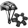 Shanrya Set Protezioni per Adulti, gomitiere + + Casco 7 Pezzi Set Protezioni, Ginocchiere per Pattini a rotelle Scooter(Black, Adult Models)