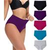 wirarpa Donna Vita Alta Culotte Elasticizzato Mutande Cotone Slip a Vita Media Intimo Pacco da 5 Multicolor Taglia L