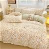 Odot Floreale Set Copripiumino 4 Pezzi, Set di Biancheria da Letto con Copripiumini, Lenzuola sopra e Federe, Set Biancheria da Letto Singolo Matrimoniale King (150x200cm,Fiori Gialli)
