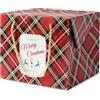 MAQA 10 pz Portapanettone natalizio 24x24 cm H20, Scatola regalo per panettone e torte con coperchio e manici in cotone, Porta dolci e confezione natalizia resistente (Christmas Tartan)