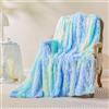 EMME - Coperta soffice 130 x 150 cm in pelliccia sintetica super morbida, accogliente, calda, reversibile, coperta in pile per divano e letto, tinta annodata, turchese