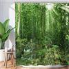Hnmdmyi Tenda da doccia foresta 180x200, giungla tropicale foresta pluviale verde albero pianta natura paesaggio scenario tenda da bagno impermeabile poliestere tessuto lavabile tenda da bagno