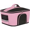 PawHut Trasportino per Gatti e Cani con 2 Porte a Cerniera, Borsa per Cani con Tasche e Cuscino, 50x35x36cm, Rosa
