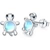 CUOKA MIRACLE Orecchini tartaruga/elefante/coniglietto/panda/volpe/gufo Argento sterling 925 Orecchini pietra di luna per Donna Orecchini animali carini per Bambini (tartaruga bianca)