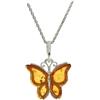 Artisana-Schmuck Ciondolo in ambra a forma di farfalla (senza catena), ciondolo in ambra e argento sterling 925/000, Gesamtlänge 2,1 cm, Breite 1,5 cm, Argento sterling Argento sterling Ambra baltica,