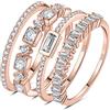 JewelryPalace 1ct Eternità Anello Solitario Donna Argento 925 con Zirconia Cubica, 4 Anelli Impilabili, Set Fede Nuziale Oro Rosa