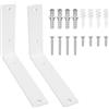 SiGuLiKeJi 2 x Reggimensola Bianco, Staffe a L, Staffe per Mensole Pesanti, Supporto Staffa Mensola, Supporto Reggi Mensola da Muro, Staffa per Mensola Angolari Metallo Montaggio Legno Mensola, 200x150x38 mm