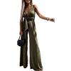 ORANDESIGNE Senza Maniche Vita Alta Long Pantaloni Schiena Nuda Fionda Tuta Intera Aderente da Donna Elegante Tinta Unita Playsuit Tuta Cerimonia Cocktail Overall Monopezzi Tutine 03-Army Green XS