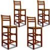 Casaria® Set 4 Sgabelli Rustici in Legno con Schienale per Esterno 75cm con Poggiapiedi Sgabello Bar Giardino Cucina