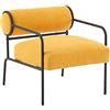 Mingone Poltrona in Lana d'Agnello Poltroncina Camera da Letto in Ferro Sedia con Braccioli Piccola Moderne Singolo, Giallo