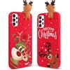 Vauki [2-Pack Natale Cover per Samsung Galaxy A13 4G, Rosso Silicone Custodia con 3D Christmas Cervo Cartoon Motivo Case, Antiurto in TPU Case per Samsung A13 4G 6.6, Sorridi Renna