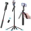 ULANZI 180CM Treppiede per cellulare, Ulanzi Selfie Stick Quad Tripod con telecomando Bluetooth, rotazione di 360° in alluminio estensibile treppiede Smartphone, compatibile, iPhone, Xiaomi, Huawei