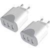 FDHJGFTR Caricatore USB 2Pack, 3 Porte Caricabatterie USB Carica Rapido Multiplo Presa Alimentatore per iPhone 14/13/12/11 Pro Max Mini SE XR XS MAX Samsung Galaxy S21 S20 A71 A51 Note 20 Xiaomi (Bianco)