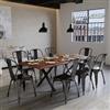 DEGHI Tavolo allungabile 140-220x90 cm piano in legno di acacia 26 mm e gambe a X 8x4 in metallo nero - Freia Bosco