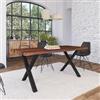 DEGHI Tavolo 180x90 cm piano in legno di acacia 26 mm e gambe a X 8x4 in metallo nero - Freia Bosco