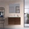 DEGHI Mobile bagno sospeso con ante 80 cm rovere deciso con lavabo e specchio - Cuki