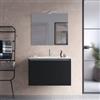 DEGHI Mobile bagno sospeso con ante 80 cm nero opaco con lavabo e specchio - Cuki