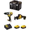 DeWALT Kit DWK217 (Trapano a Percussione DCD996 + Sega Universale DCS369 + 2 Batterie 5,0 Ah + Caricabatterie + TSTAK VI)