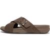 Fitflop Surfer Mens Buckle Nubuck Cross Slides, Sandali a Ciabatta Uomo, Marrone Cioccolato, 46 EU