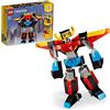 LEGO Creator 3 in 1 Super Robot, Set di Costruzioni in Mattoncini, Aereo e Drago Giocattolo per Bambina e Bambino dai 6 Anni in su, con Parti Regolabili 31124