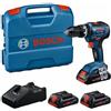 Bosch Professional 18V System GSB 18V-55 Trapano-avvitatore con percussione a batteria (motore brushless, 55 Nm, 1.750 giri/min, incl. 3 batterie ProCORE 4.0Ah, caricabatteria GAL 18V-40, in L-Case)