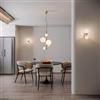 DEGHI Set lampadario a sospensione da 5 lampade e 2 applique in oro rosa e vetro soffiato