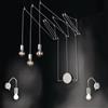 DEGHI Set lampada a sospensione a 3 luci e 2 applique con 12 deviatori inclusi in metallo bianco