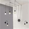 DEGHI Set lampada a sospensione a 3 luci e 2 applique con 12 deviatori inclusi in metallo nero