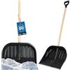KOTARBAU® Pala da Neve 48 cm con Manico in Legno Pala in Plastica Rinforzata con Raccordi in Metallo con Manico Ergonomico Nero 128 cm