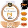 Akitaink Carta Forno per Friggitrice ad Aria - 200 Pezzi, Carta rotonda 20-24 cm Antiaderente Monouso - Facilità di Pulizia e Cottura Perfetta Confezionato in Blister apri e chiudi sigillato