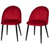 HOMCOM Set di 2 Sedie Sala da Pranzo, Sedie Cucina Moderne con Schienale a Conchiglia e Gambe in Metallo, Sedia in Velluto con Imbottita per Cucina, Camera da Letto, Ufficio e Soggiorno, Rosso