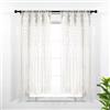 Lush Decor Tenda per finestra in cotone testurizzato macramè, pannello singolo, 101,6 cm di larghezza x 160 cm di lunghezza, bianca, tenda da porta - divisorio per stanza, decorazione da parete o