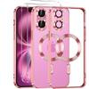 Phoona Cover Placcatura iPhone 16 6,1 Pollici, Obiettivo Fotocamera Protezione Completa 2 × Vetro Temperato, MagSafe Ricarica Wireless, Protezione Militare, Rosa