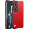 HONLEN Custodia per OPPO Reno12 Pro 5G / OPPO Reno 12 Pro 5G (6.7 Inches) Cover per Telefono Aziendale con Retro in Pelle, Rosso