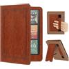FINTIE Custodia per 7 Kindle Paperwhite (12ª Gen) / Colorsoft - 2024/2025 | Protettiva Supporto Cover con Slot per Schede & Hand Strap per Kindle Paperwhite e Kindle Colorsoft Signature, Marrone