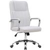 Gardenia Sedia Ufficio Direzionale in Ecopelle Xeno, Acciaio Cromato, Bianco, 59 x 67 x 105/113