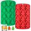 Kamehame Stampi in silicone per cubetti di ghiaccio di Natale, 2 pezzi, 12 cavità, albero di Natale, vassoio per cubetti di ghiaccio a forma di omino di pan di zenzero, stampi per cioccolatini,