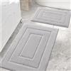 Homaxy Set di 2 tappetini da bagno in microfibra, antiscivolo, lavabili, morbidi, assorbenti l'acqua, per il bagno, 40 x 60 cm + 60 x 90 cm, grigio