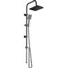 Parama Colonna doccia in acciaio inox nero opaco con deviatore a due vie e soffione 19x26 cm | Reno