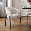 DEGHI Poltrona in ciniglia intrecciata beige con gambe in metallo nero - Aleide