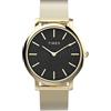 Timex Orologio da donna Trend da 34 mm, cinturino a bracciale dorato a sgancio rapido, quadrante nero, cassa dorata TW2Y07100