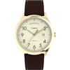 Timex Orologio da uomo Easy Reader da 40 mm, cinturino in pelle marrone, quadrante crema, cassa dorata TW2W68400