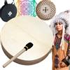 Majestic's Tamburo sciamanico nativo americano in legno e pelle di capra 30 cm, fatto a mano, per rituali sciamanici e meditazione + Mailloche