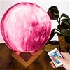 BAKAJI Lampada Tavolo Pianeta 18cm Luce LED RGB Cambio Colore Moon Luna USB Telecomando