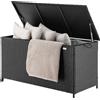 BAKAJI Baule Portaoggetti da Giardino Cassapanca Polyrattan Impermeabile 2 Ruote Nero